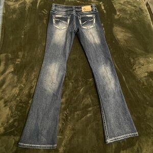 Charme Distressed Blue Flare Jeans